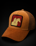 Trucker cap with horse patch